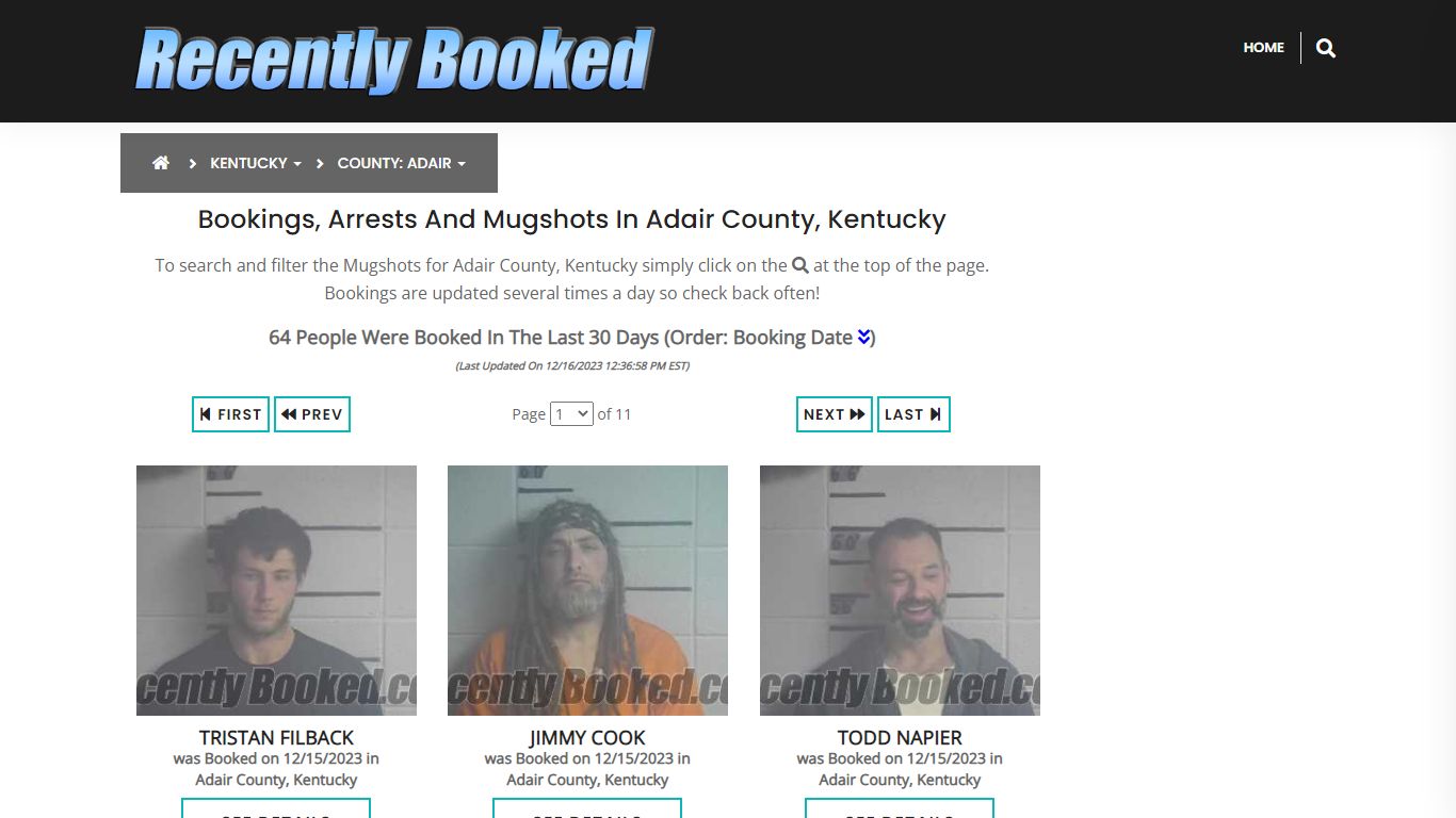 Recent bookings, Arrests, Mugshots in Adair County, Kentucky